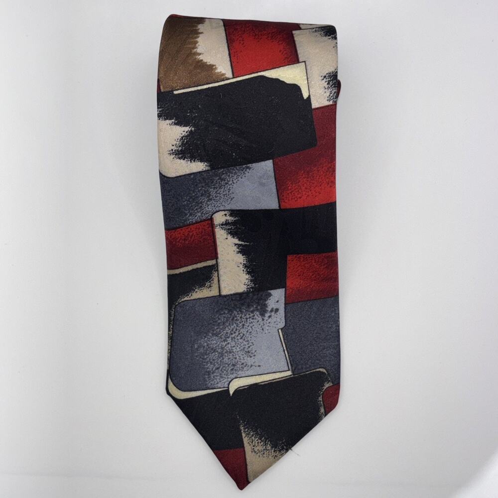 Vintage Gianno Men’s Tie 100% Polyester 3” Made In USA Geometric